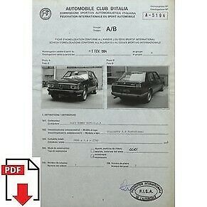 1984 Alfa Romeo Giulietta 2.0 Turbodiesel FIA homologation form PDF download